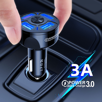 Fast Charging 4-Port Car Charger Adapter – Perfect Gift for Travelers & Families