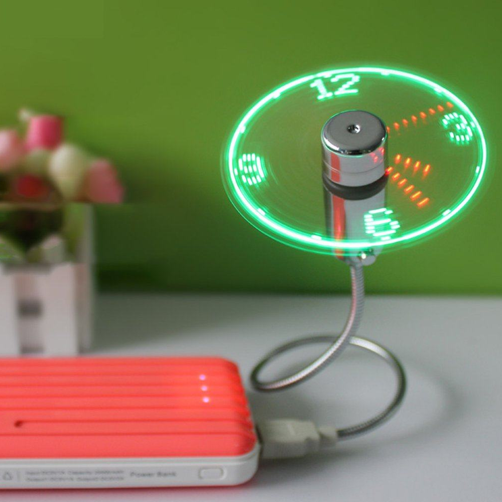 Flexible USB LED Clock Fan