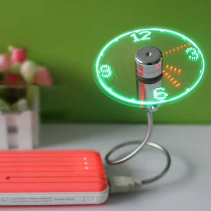 Flexible USB LED Clock Fan