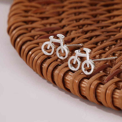 Dainty Silver Bicycle Earrings