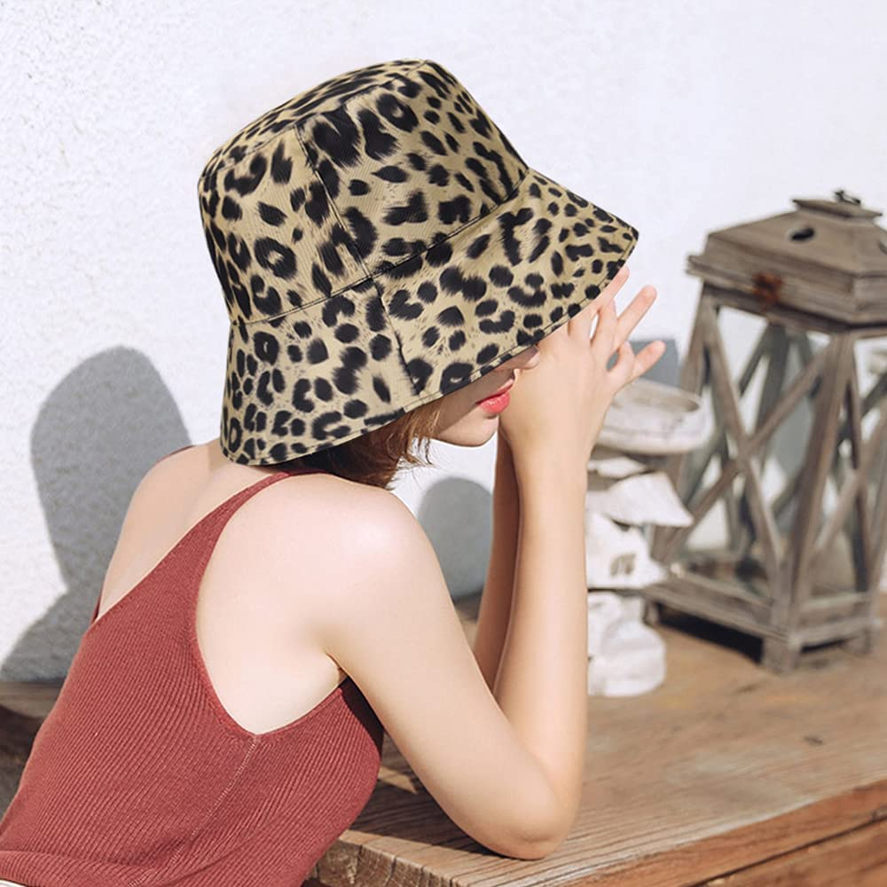 Unisex Reversible Leopard Print Bucket Hat