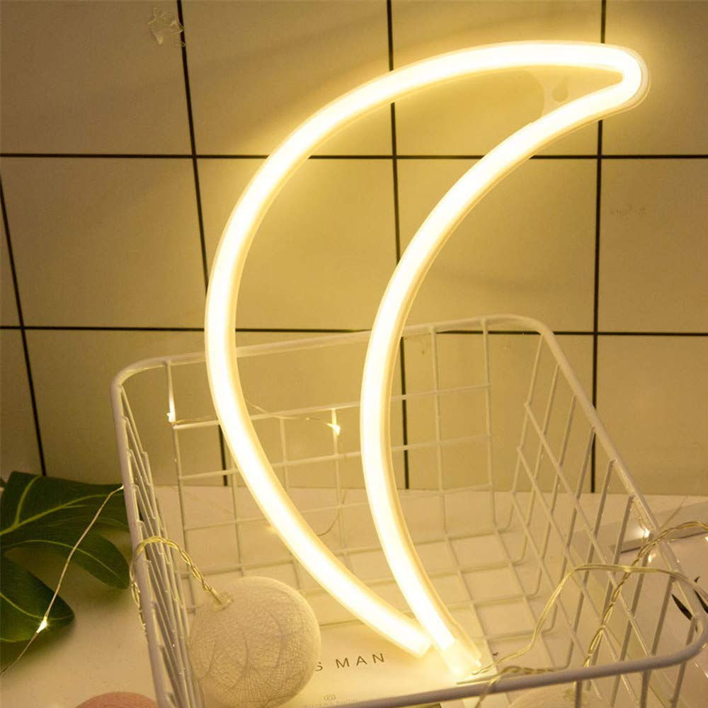 Crescent Neon Moon Sign For Wall & Table