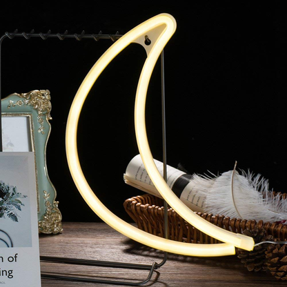 Crescent Neon Moon Sign For Wall & Table
