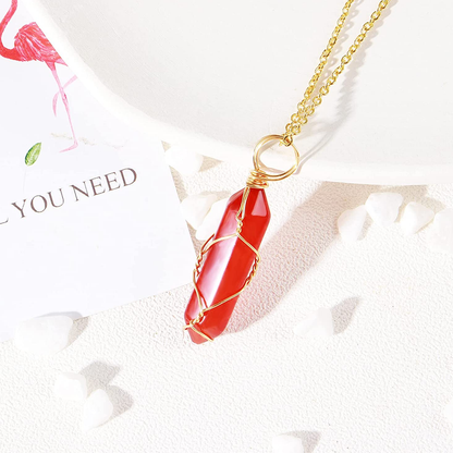 Healing Carnelian Necklace Jewelry With Wrapped Wire
