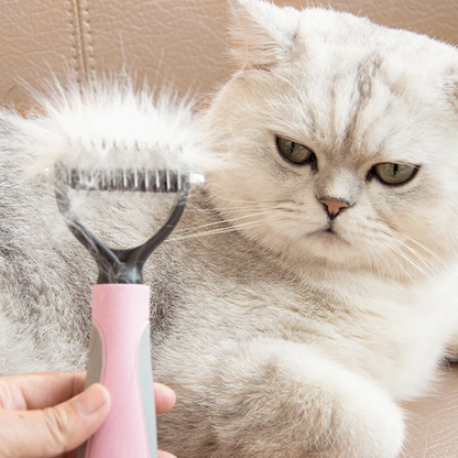 Hair Grooming Pet Safe Dematting Comb - Double-Sided Undercoat Rake for Dogs