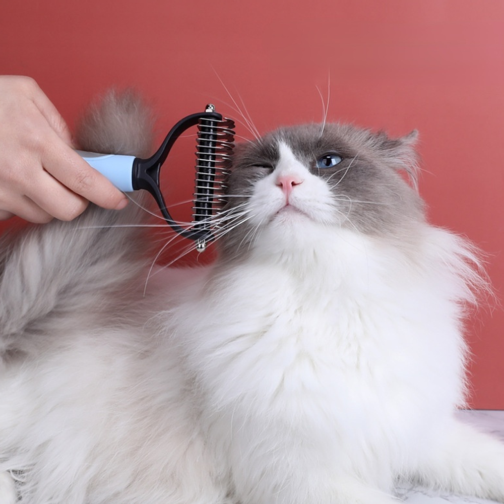 Hair Grooming Pet Safe Dematting Comb - Double-Sided Undercoat Rake for Dogs