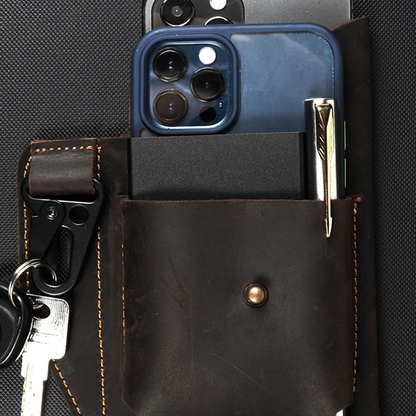 Retro Leather Waist Belt Bag for Men Vintage Belt Pouch Phone Holder for Travel & Outdoor Use