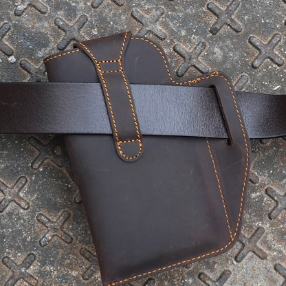 Retro Leather Waist Belt Bag for Men Vintage Belt Pouch Phone Holder for Travel & Outdoor Use