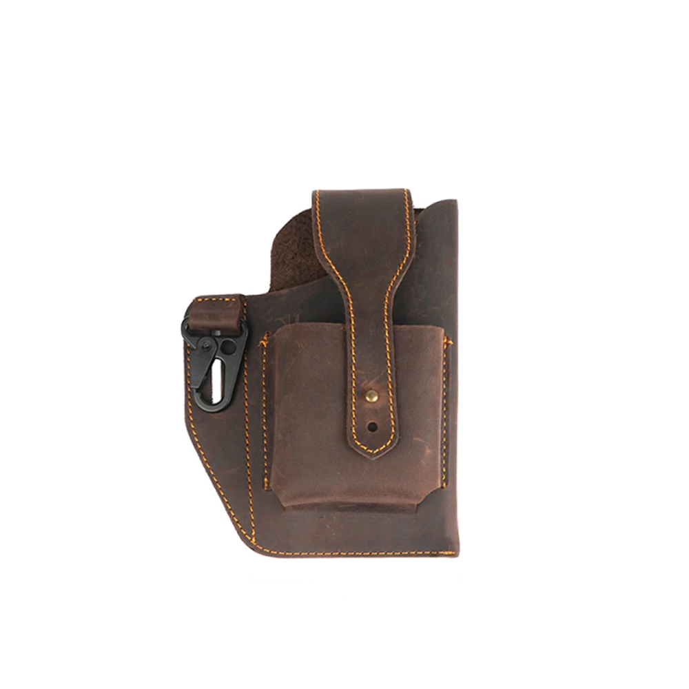 Retro Leather Waist Belt Bag for Men Vintage Belt Pouch Phone Holder for Travel & Outdoor Use