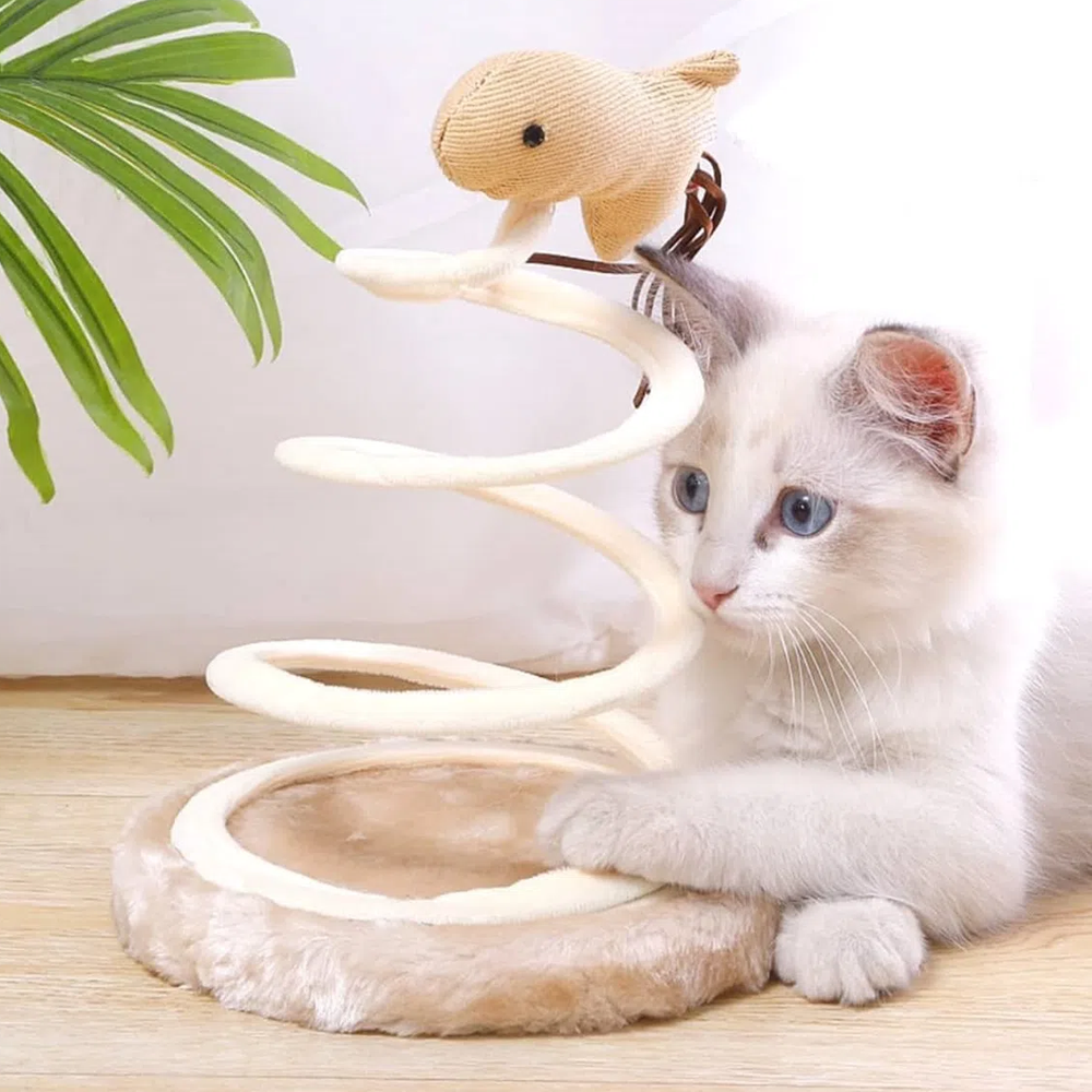 Simulation Mouse Plush Spiral Steel Wire Spring Disc Toy