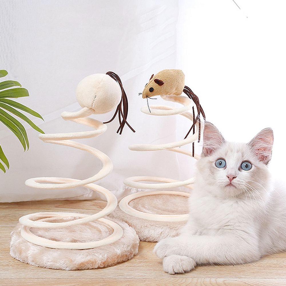 Simulation Mouse Plush Spiral Steel Wire Spring Disc Toy