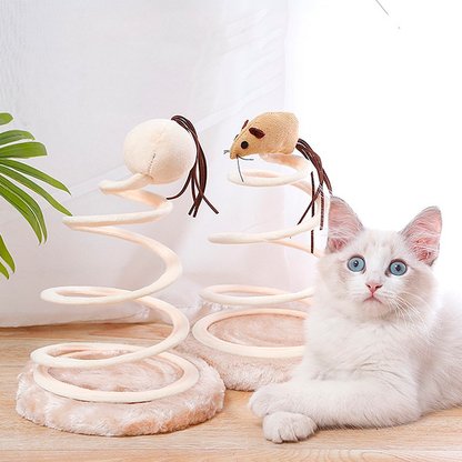 Simulation Mouse Plush Spiral Steel Wire Spring Disc Toy