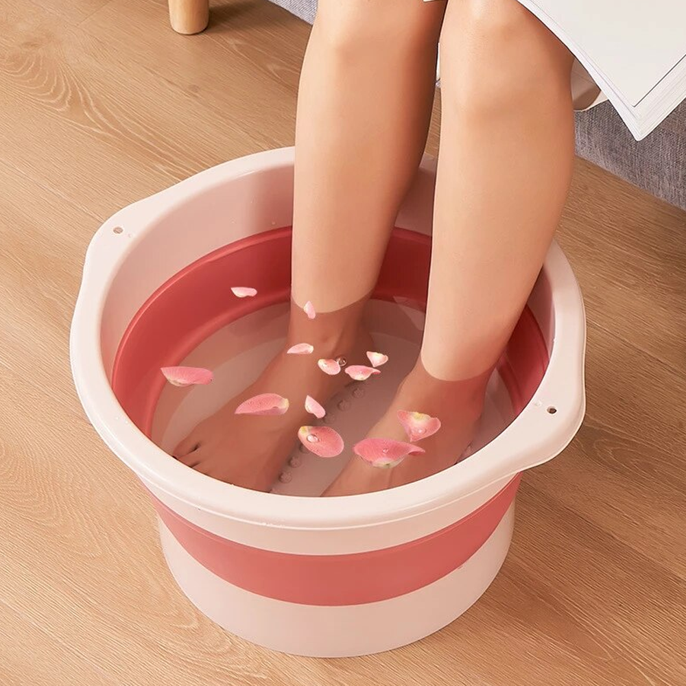 Foldable Foot Spa Bucket with Massage Base Portable Collapsible Foot Soak Tub
