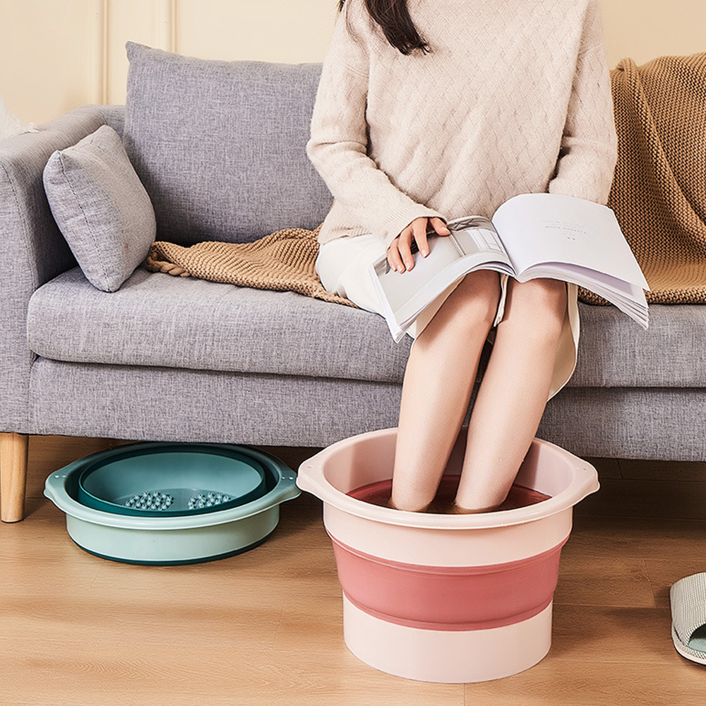 Foldable Foot Spa Bucket with Massage Base Portable Collapsible Foot Soak Tub