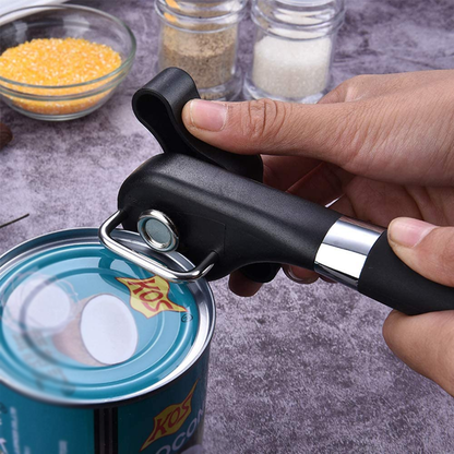 Stainless Steel Safe Cut Can Opener – Ergonomic Manual Handheld Smooth Edge Can Opener