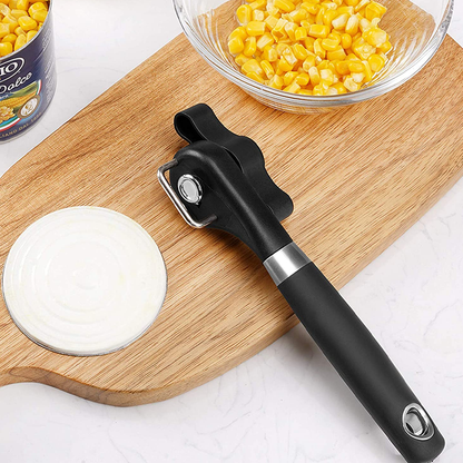 Stainless Steel Safe Cut Can Opener – Ergonomic Manual Handheld Smooth Edge Can Opener