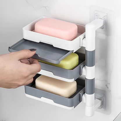 Rotatable Soap Holder Self Adhesive Kitchen Sink Organizer with Drainage Rack