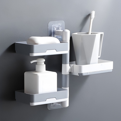 Rotatable Soap Holder Self Adhesive Kitchen Sink Organizer with Drainage Rack