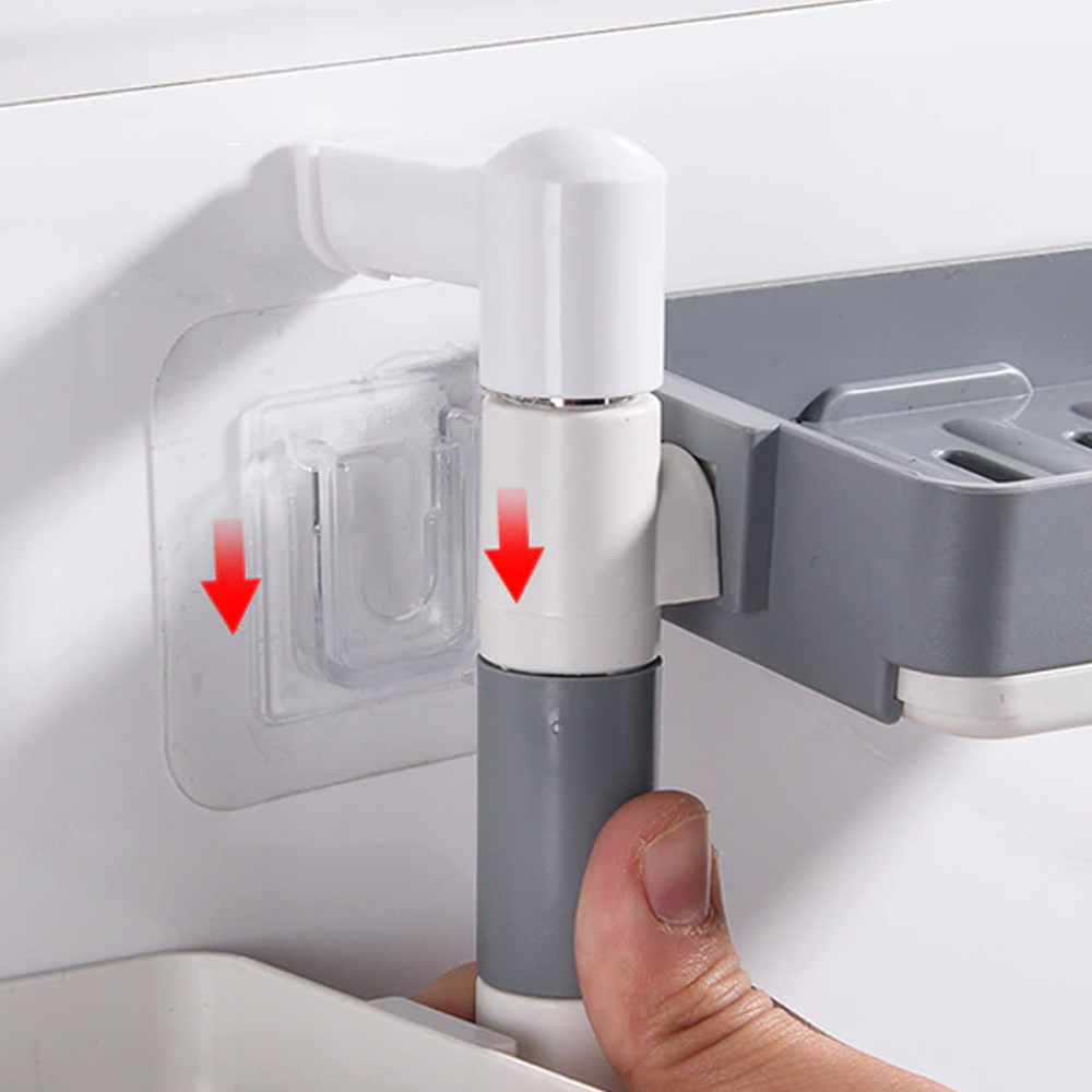 Rotatable Soap Holder Self Adhesive Kitchen Sink Organizer with Drainage Rack