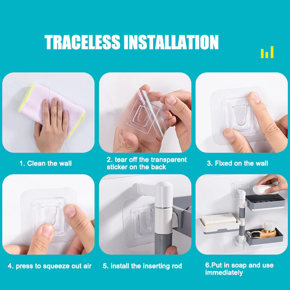 Rotatable Soap Holder Self Adhesive Kitchen Sink Organizer with Drainage Rack