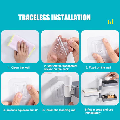 Rotatable Soap Holder Self Adhesive Kitchen Sink Organizer with Drainage Rack