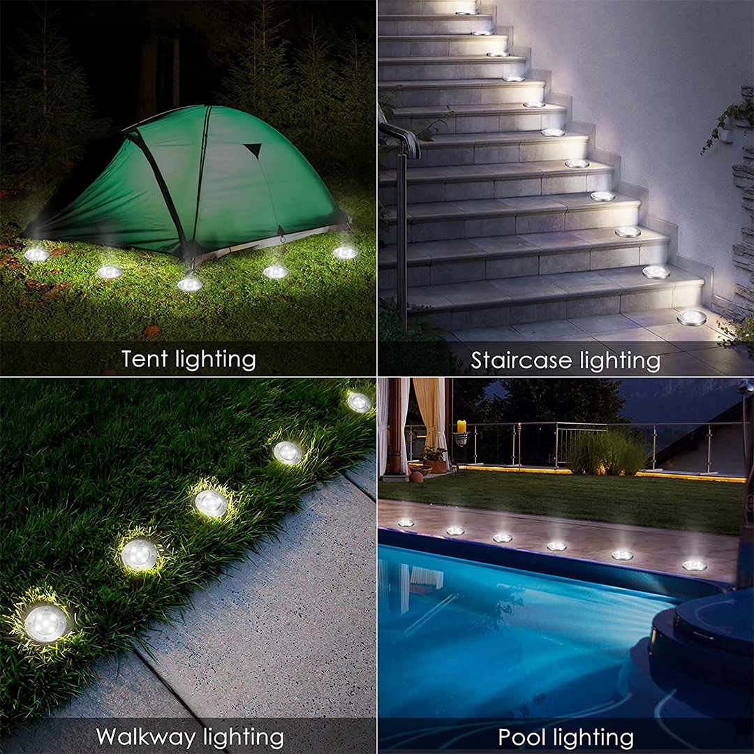 LED Solar In-Ground Pathway Lights - Solar Driveway & Sidewalk Ground Lighting