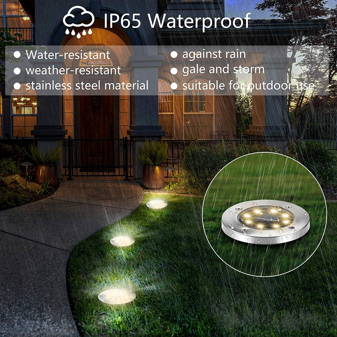 LED Solar In-Ground Pathway Lights - Solar Driveway & Sidewalk Ground Lighting