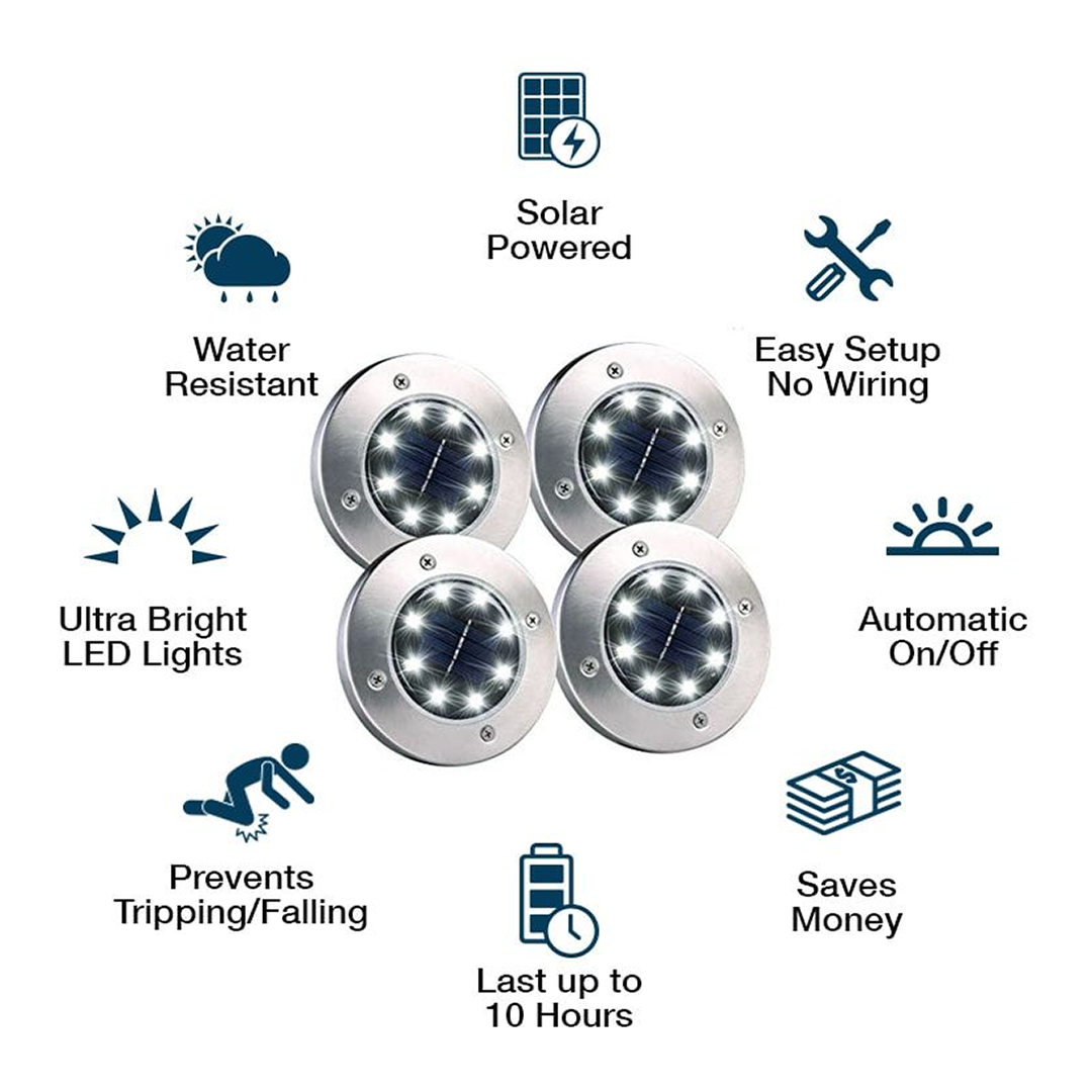 LED Solar In-Ground Pathway Lights - Solar Driveway & Sidewalk Ground Lighting
