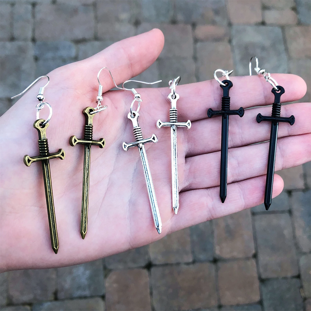Cool Zinc Alloy Sword Earrings