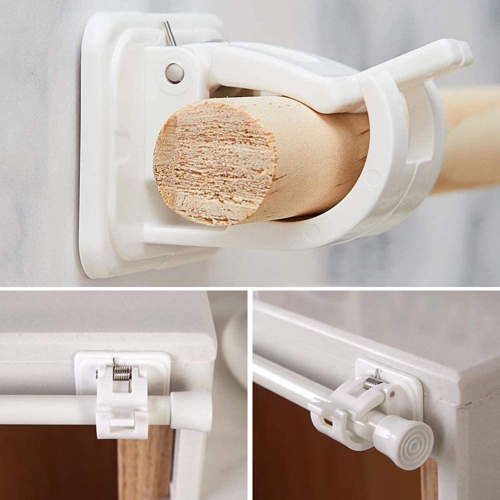 Nail-Free Adjustable Rod Bracket Holders (2 Pieces Set)