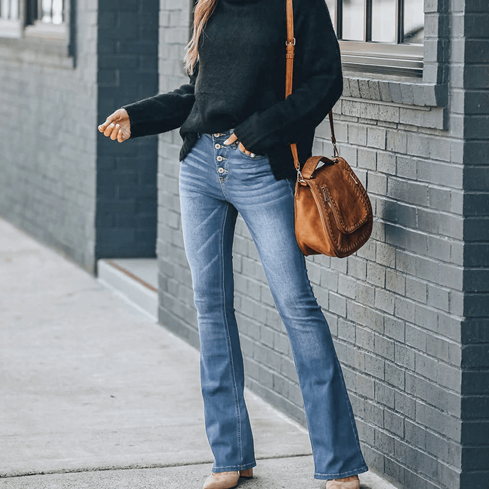 90s Vintage Button Fly High Waist Flare Leg Jeans