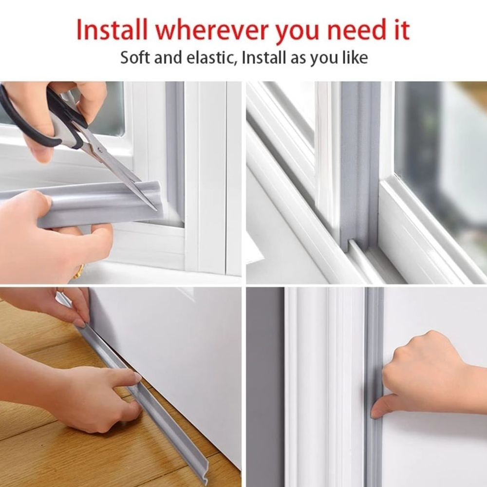 Self Adhesive Window Gap Sealing Strip Windproof Soundproof Foam Sliding Door Bottom Seal Tape Guard Sealer Dust Stopper