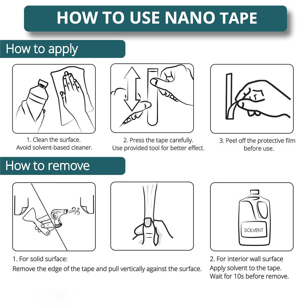 Nano Double Tape Transparent-Sided Tape Reusable Waterproof