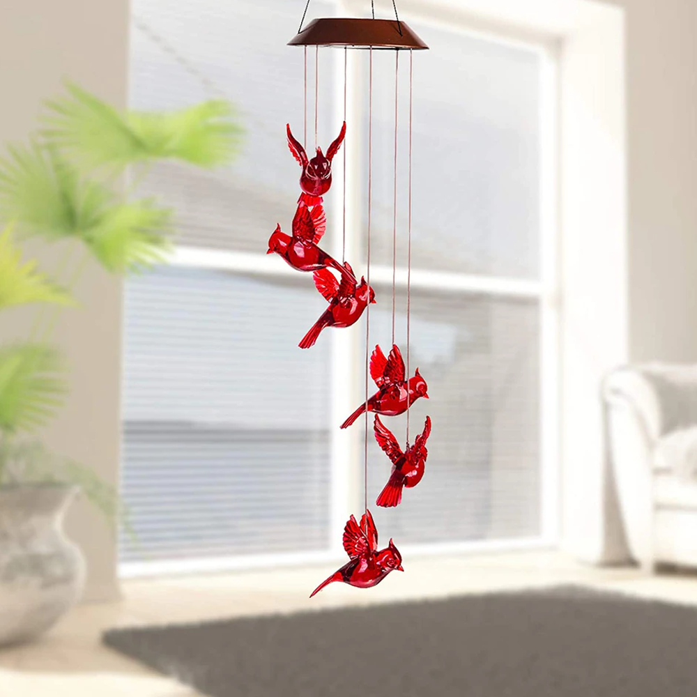 Solar Cardinal Wind Chime Light