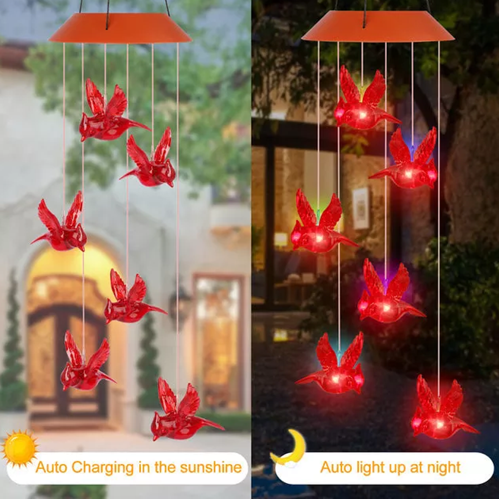Solar Cardinal Wind Chime Light