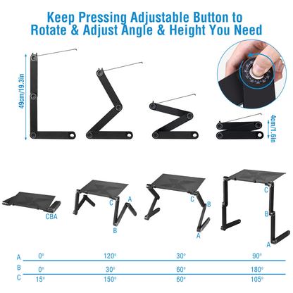 Adjustable Laptop Stand for Desk, Stand Up Desk for Laptop with 360° Rotating Legs, Notebook Laptop Riser for Desk