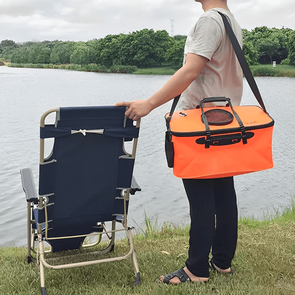 Portable Zipper Fishing Bucket Outdoor Folding EVA Fishing Bag for Live Fish & Bait