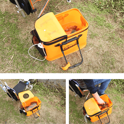 Portable Zipper Fishing Bucket Outdoor Folding EVA Fishing Bag for Live Fish & Bait