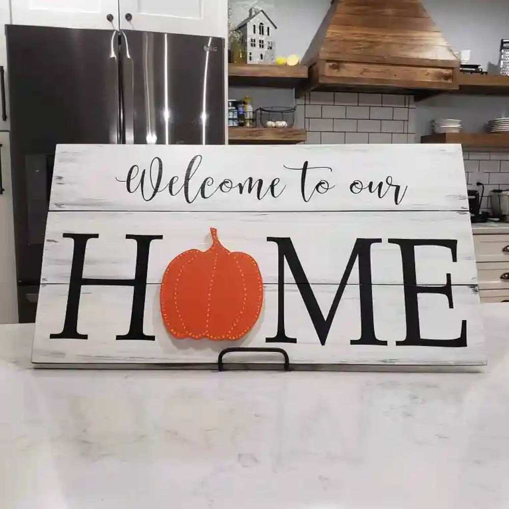 Welcome To Our Home Interchangeable Wood Sign