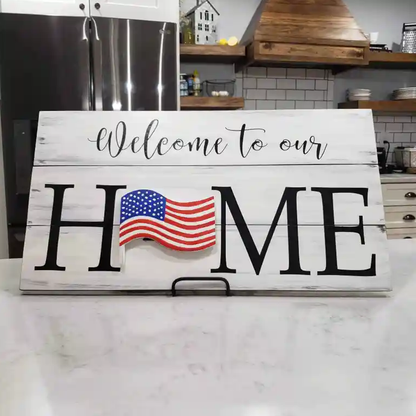 Welcome To Our Home Interchangeable Wood Sign