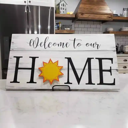 Welcome To Our Home Interchangeable Wood Sign