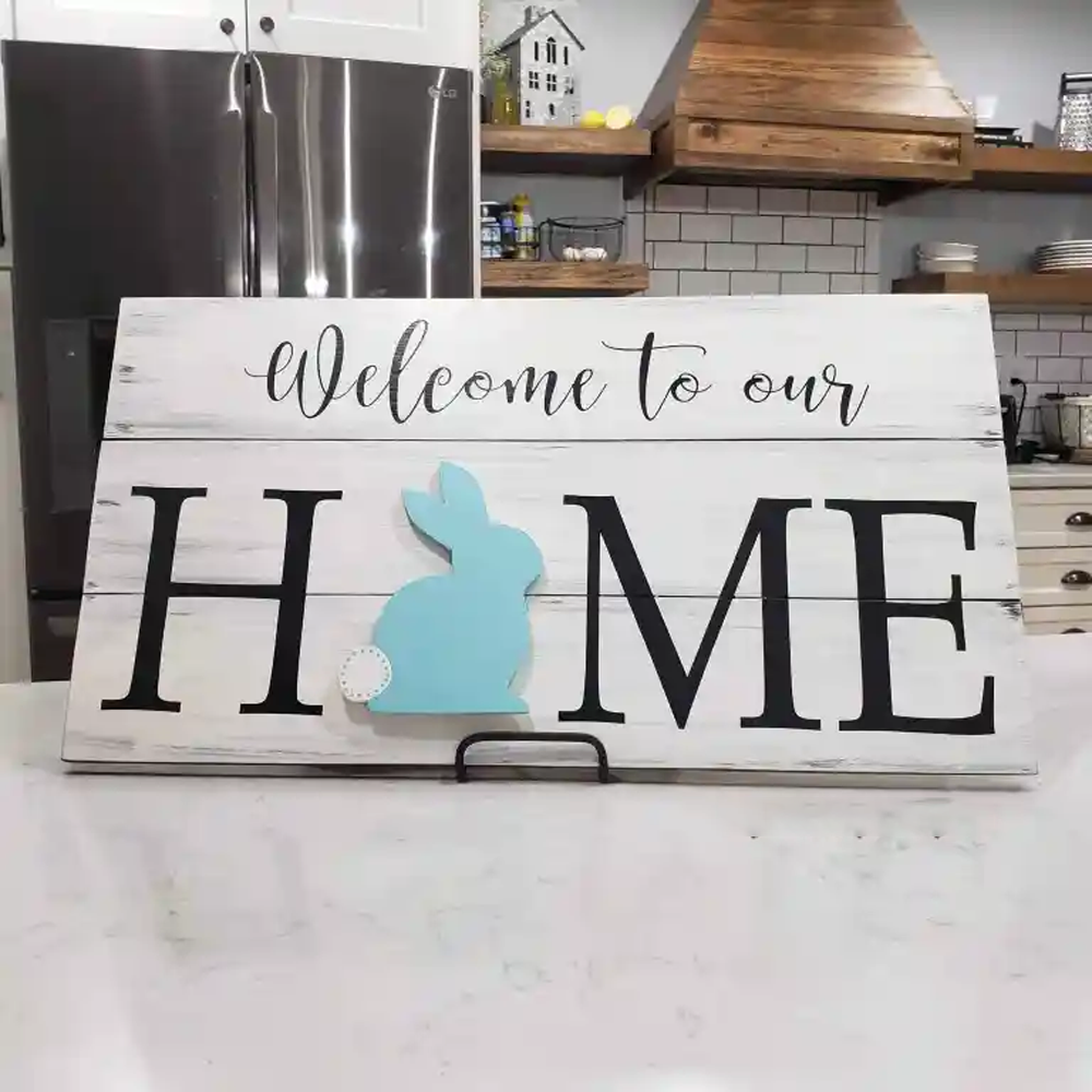 Welcome To Our Home Interchangeable Wood Sign