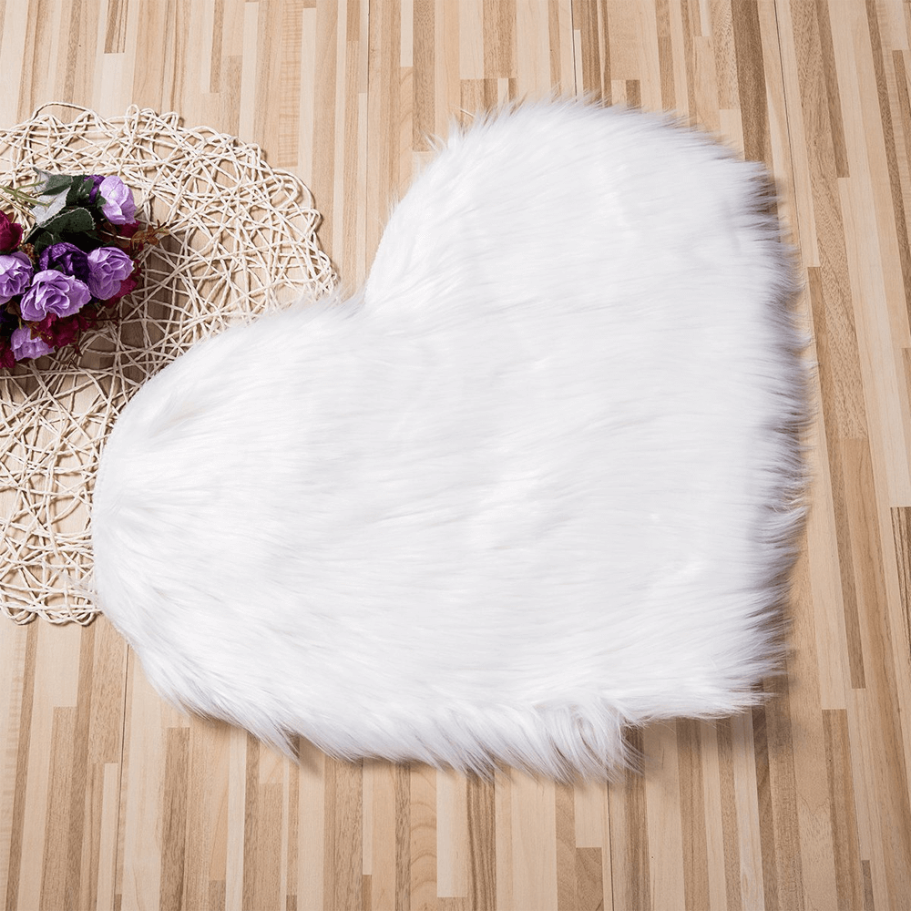 Heart Shaped Area Rug, Plush Faux-Fur Carpet For Living Room & Bedroom, Home Decor