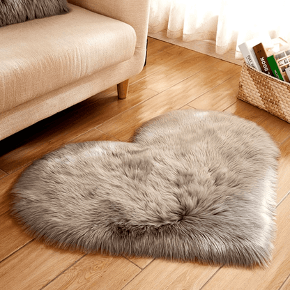 Heart Shaped Area Rug, Plush Faux-Fur Carpet For Living Room & Bedroom, Home Decor