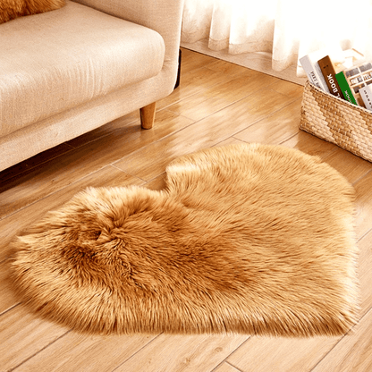 Heart Shaped Area Rug, Plush Faux-Fur Carpet For Living Room & Bedroom, Home Decor