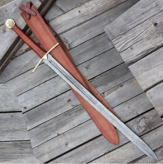For Valhalla Viking Longsword | Hand-Forged Damascus Steel Blade