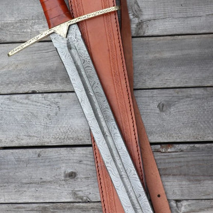 For Valhalla Viking Longsword | Hand-Forged Damascus Steel Blade
