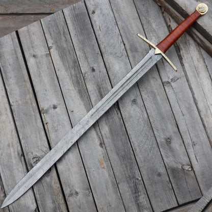 For Valhalla Viking Longsword | Hand-Forged Damascus Steel Blade