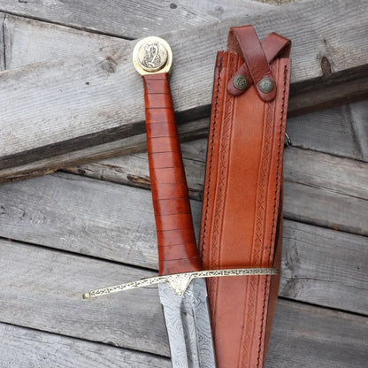 For Valhalla Viking Longsword | Hand-Forged Damascus Steel Blade