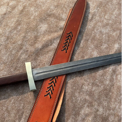 Medieval Warrior Sword, Handmade Damascus Steel Sword, Viking Sword with Wood Handle